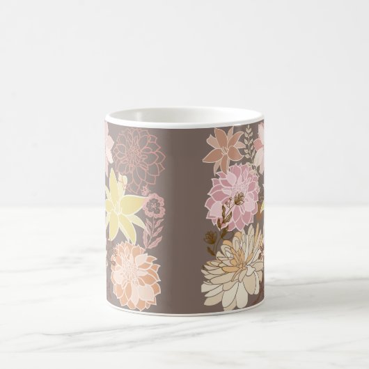 Rustic Boho Asphalt Floral Pattern Kaffeetasse (Mittel)