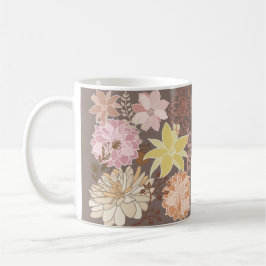 Rustic Boho Asphalt Floral Pattern Kaffeetasse