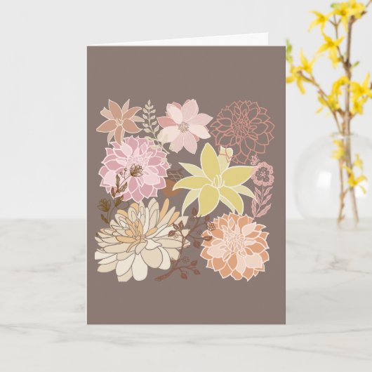 Rustic Boho Asphalt Floral Pattern Karte (Gelbe Blume)