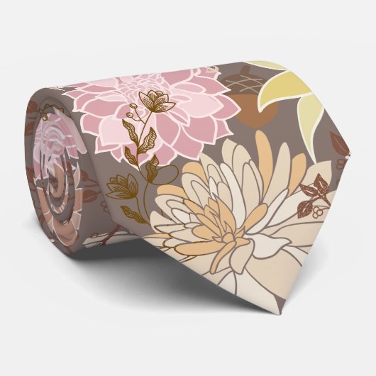 Rustic Boho Asphalt Floral Pattern  Krawatte (Gerollt)