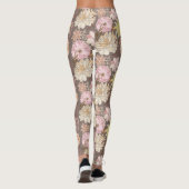 Rustic Boho Asphalt Floral Pattern Leggings (Rückseite)