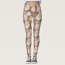 Rustic Boho Asphalt Floral Pattern Leggings