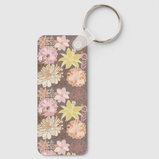 Rustic Boho Asphalt Floral Pattern Schlüsselanhänger (Rückseite)