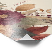 Rustic Boho Autumn Floral Wedge Guest Book Sign Fotodruck (Ecke)