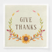 Rustic Boho Autumn Sonnenblume Vielen Dank Serviette (Vorderseite)