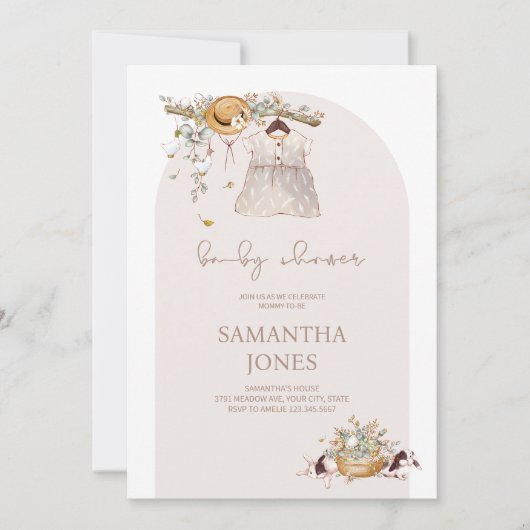 Rustic Boho Baby Shower Einladung (Vorderseite)