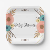 Rustic Boho Baby Shower  Pappteller (Vorderseite)