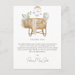 Rustic Boho Babybett Babydusche Danke Postkarte