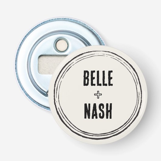 Rustic Boho Barn Wedding Button Flasche Opener Flaschenöffner (Vorderseite)