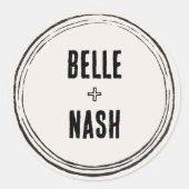 Rustic Boho Barn Wedding Classic Round Sticker (Vorderseite)