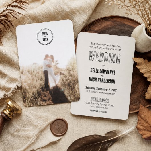 Rustic Boho Barn Wedding Einladung