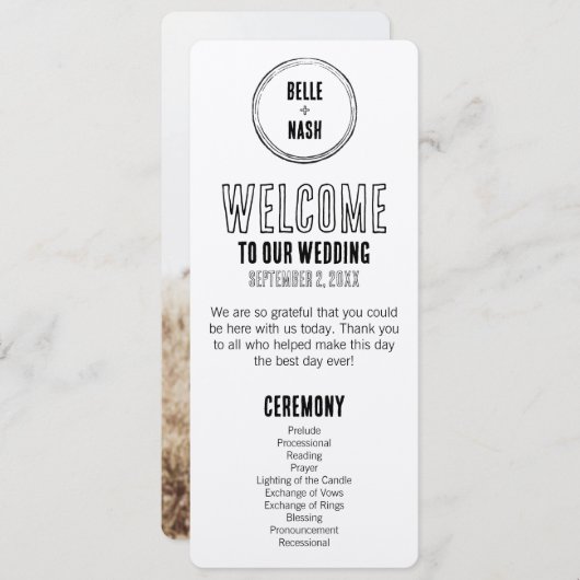 Rustic Boho Barn Wedding Programm mit Foto (Vorne/Hinten)