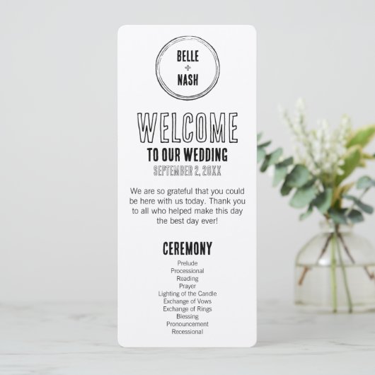 Rustic Boho Barn Wedding Programm mit Foto (Stehend Vorderseite)