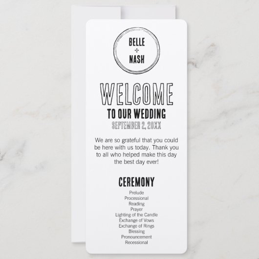 Rustic Boho Barn Wedding Programm mit Foto (Vorderseite)