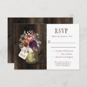 Rustic Boho Barn Wood Mason Jar Lila Floral UAWG RSVP Karte (Vorne/Hinten)