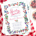 Rustic Boho Berry 50. Geburtstagsbudget Einladung<br><div class="desc">Pünktlich zum Sommer 2024 präsentiert sich unsere brandneue Summer Berry Bliss Kollektion. Rot, Weiß und Blau Patriotismus trifft rustikale Boho Chic. Erdbeeren, Himbeeren und Heidelbeeren auf weißem Hintergrund schaffen ein patriotisches Ambiente in diesem botanischen Beerenrahmen. Berry Sweet ist in einem spielerischen und lässigen roten Drehbuch geschrieben, das mit dem Namen...</div>
