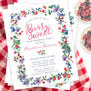 Rustic Boho Berry 80. Geburtstag Einladung