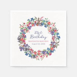 Rustic Boho Berry Sommer 21. Geburtstag Serviette