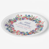 Rustic Boho Berry Sommer 60. Geburtstag Custom Pappteller (Schrägansicht)