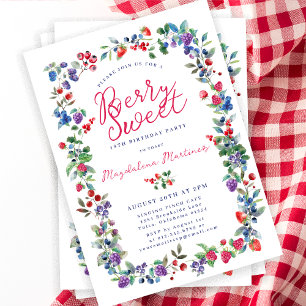 Rustic Boho Berry Sweet Summer 18. Geburtstag Einladung