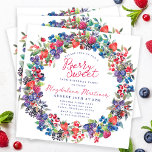 Rustic Boho Berry Sweet Summer 30. Geburtstag Einladung<br><div class="desc">Pünktlich zum Sommer 2024 präsentiert sich unsere brandneue Summer Berry Bliss Kollektion. Rot, Weiß und Blau Ameriana trifft rustikale Boho Chic. Erdbeeren, Himbeeren und Heidelbeeren auf weißem Hintergrund schaffen ein patriotisches Ambiente in diesem botanischen Beerenrahmen. Berry Sweet ist in einem spielerischen und lässigen roten Drehbuch geschrieben, das mit dem Namen...</div>