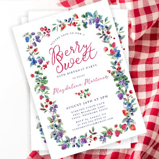Rustic Boho Berry Sweet Summer 60. Geburtstag Einladung