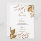 Rustic Boho Blätter Hochzeit Einladung (Vorderseite)