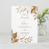 Rustic Boho Blätter Hochzeit Einladung (Stehend Vorderseite)