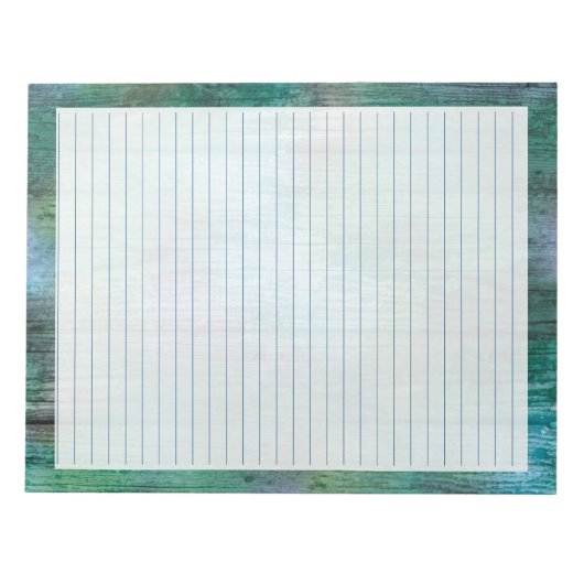 Rustic Boho Blue Green - Blue Wide Lined 8.5"x11" Notizblock (Vorderseite)