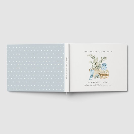 Rustic Boho Blue Kinderzimmer Foliage Boy Baby Dus Gästebuch (Voll)