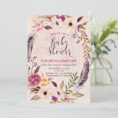 Rustic Boho Blumenstrauß Kinderdusche Einladungen (Stehend Vorderseite)