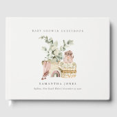 Rustic Boho Blush Kinderzimmer Foliage Girl Babydu Gästebuch (Vorderseite)