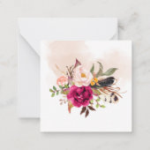 Rustic Boho Blush Watercolor Blume vielen Dank Mitteilungskarte (Rückseite)