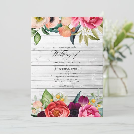 Rustic Boho Bohemische Hochzeit Einladung (Stehend Vorderseite)