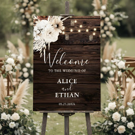 Rustic Boho Botanical Wedding Welcome Sign Poster