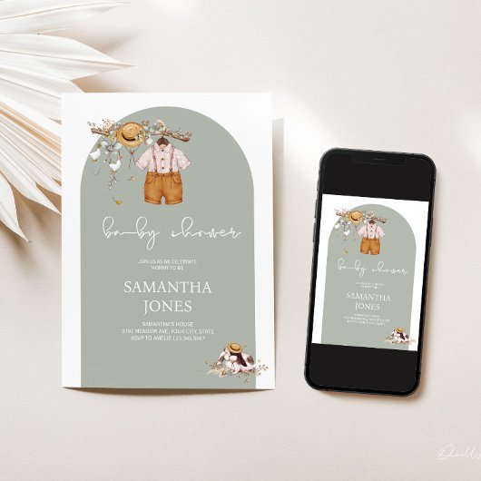 Rustic Boho Boy Baby Dusche Einladung