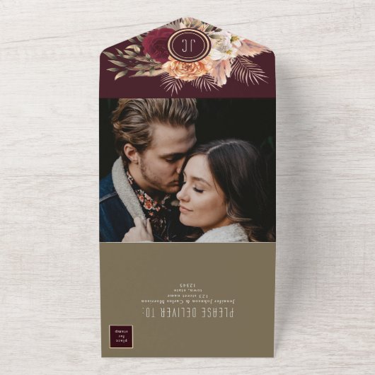 Rustic Boho Burgundy All-in-One-Einladung All In One Einladung (Außenbereich)