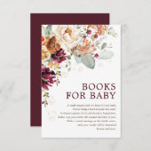 Rustic Boho Burgundy Blumenbücher für Babydusche Begleitkarte (Vorne/Hinten)