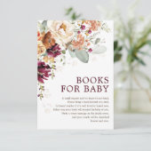 Rustic Boho Burgundy Blumenbücher für Babydusche Begleitkarte (Stehend Vorderseite)