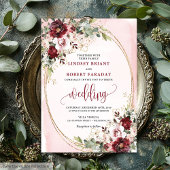Rustic Boho Burgundy Blush Gold Floral Invitation Einladung