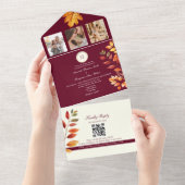 Rustic Boho Burgundy Hochzeit im Herbst All In One Einladung (Abreißen)