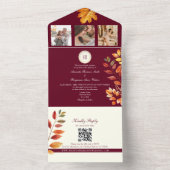 Rustic Boho Burgundy Hochzeit im Herbst All In One Einladung (Innen Boden)