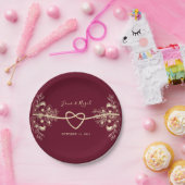 Rustic Boho Burgundy Wedding Pappteller (Party)