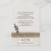 Rustic Boho Burlap Wood Eukalyptus Wedding Details Begleitkarte (Rückseite)