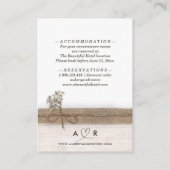 Rustic Boho Burlap Wood Wildblume Hochzeitdetails Begleitkarte (Rückseite)