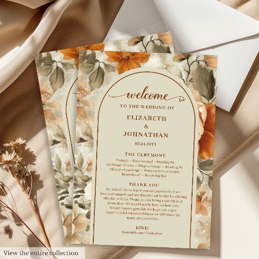 Rustic Boho Burnt Orange Ivory Olive Program Programm