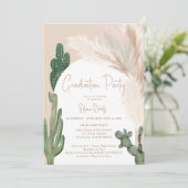 Rustic Boho cactus pampas arch Foto Abschluss Einladung (Stehend Vorderseite)