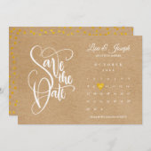 Rustic Boho Calendar Gold Liebe Herz Save The Date (Vorne/Hinten)