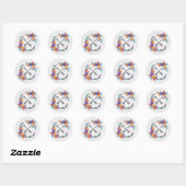Rustic Boho Chic Crystal Gemis Feathers Watercolor Runder Aufkleber (Blatt)