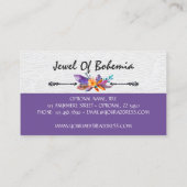 Rustic Boho Chic Crystal Gemis Feathers Watercolor Visitenkarte (Rückseite)